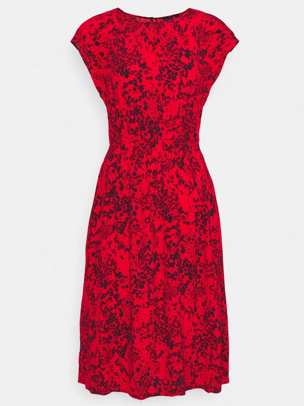 NWOT - GAP Short Sleeve Flutter Smock Waist Midi Dress in Red Floral - Size L